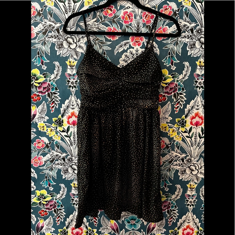NWOT Roxy: girls (M) navy & gold speckled party dress